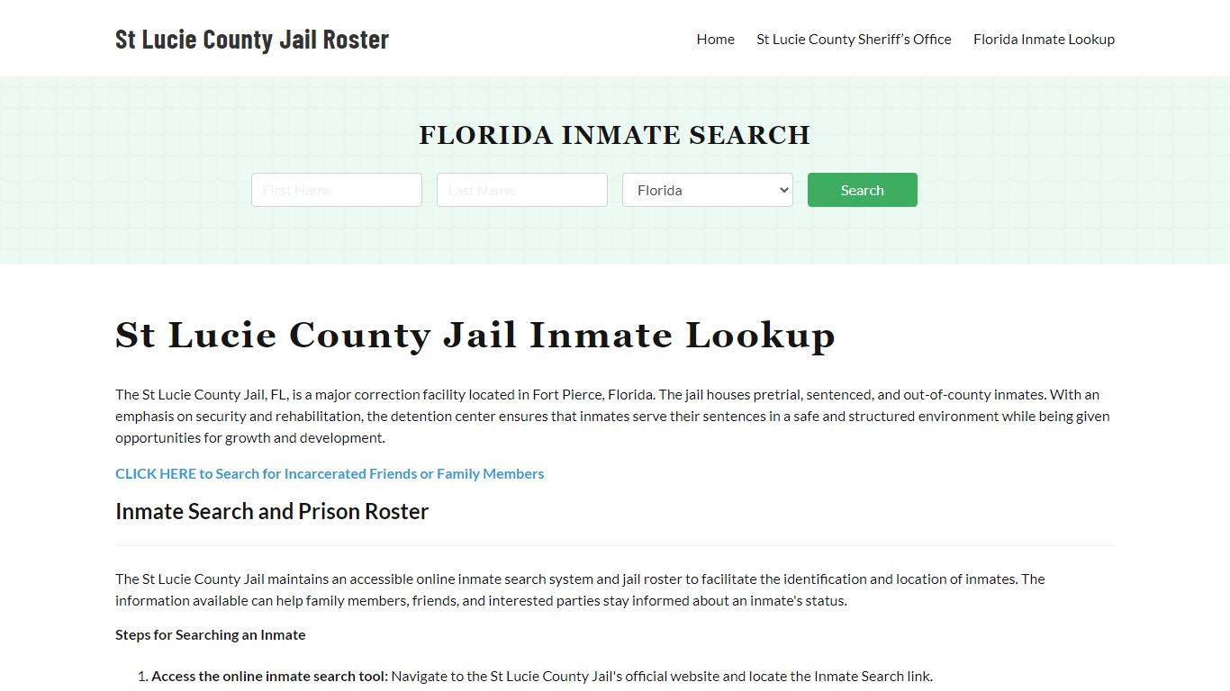 St Lucie County Jail Roster Lookup, FL, Inmate Search